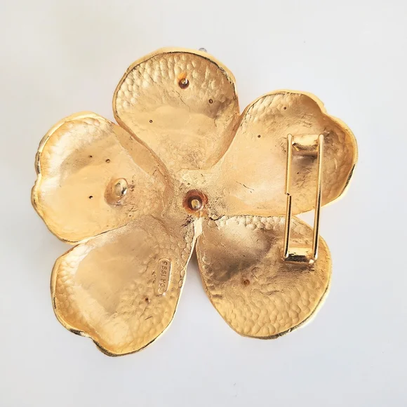 Doreen Ryan 1995 Designer Signed Gold Silver Tone Flower  display picture 1